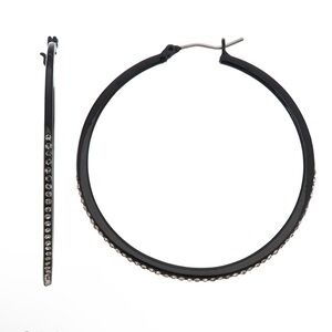 Nine West Black Tone & Simulated Crystal NWOT Hoop Earrings